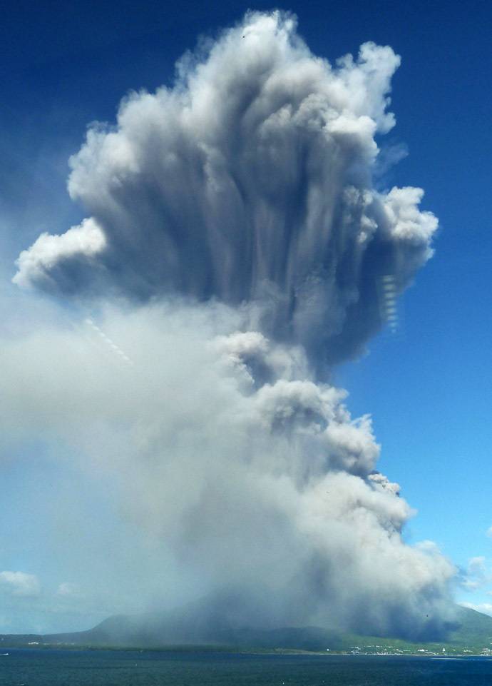 Smoke rises after an eruption of Mt. Sakurajima in Kagoshima