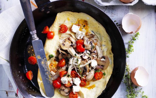mushroom--tomato-and-goat-s-cheese-omelettes