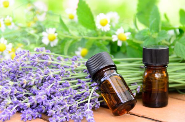 aromatherapy treatment with herbal flowers