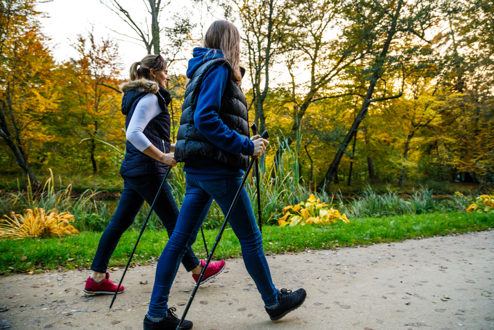 Nordic,Walking,-,Active,People,Working,Out,In,Park