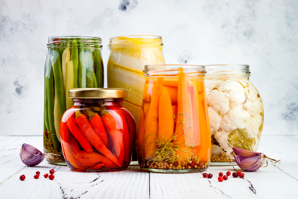 Marinated,Pickles,Variety,Preserving,Jars.,Homemade,Green,Beans,,Squash,,Cauliflower,