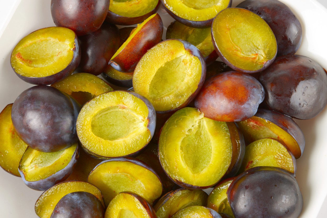 Fresh plum halves