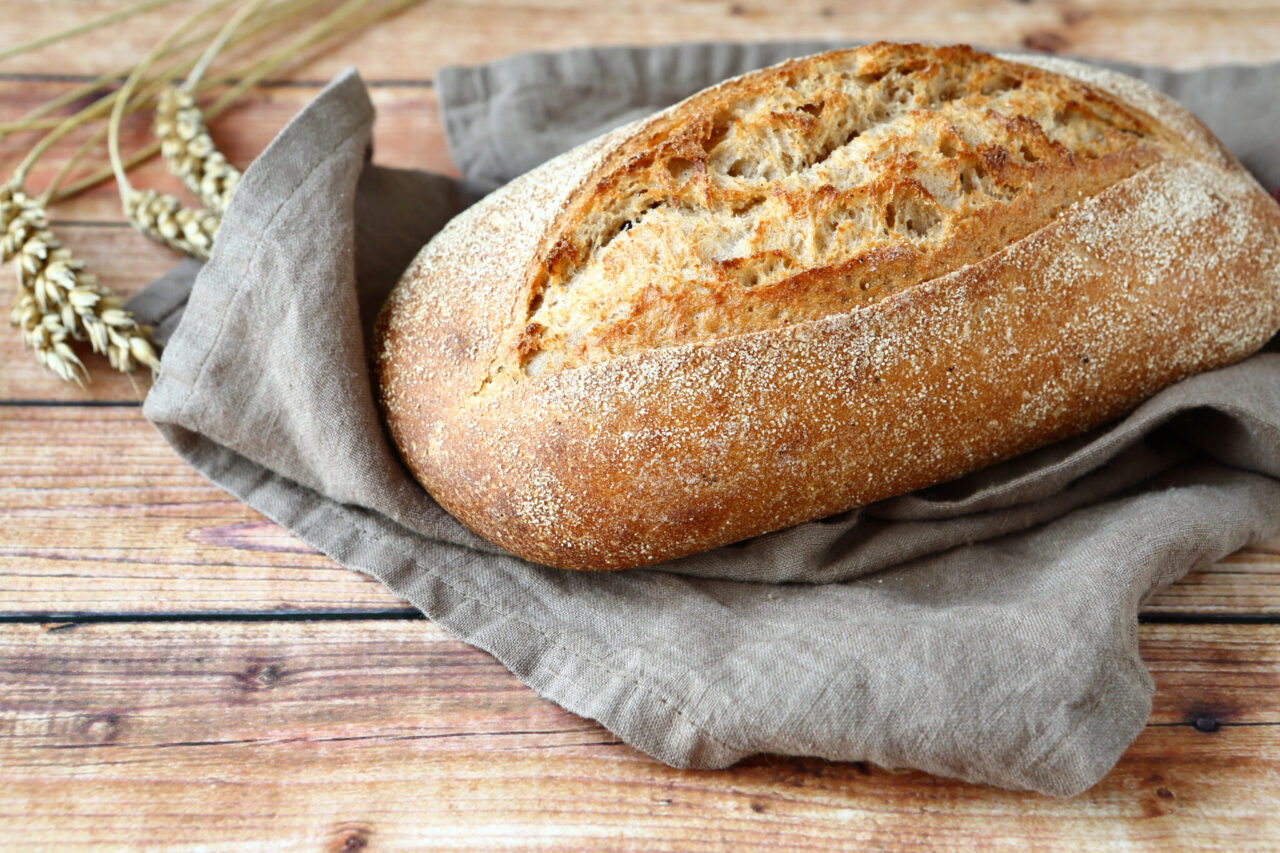 Loaf,Of,Bread,On,Wooden,Background,,Food,Closeup