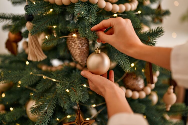 Merry,Christmas,And,Happy,New,Year!,Women's,Hands,Decorate,The